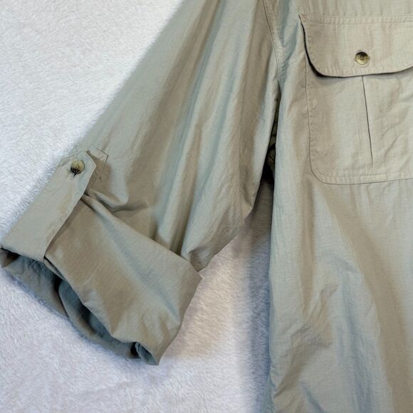 Vintage LL Bean Button Up Shirt Mens Medium Light Khaki Ripstop Outdoors *Flaw - Picture 13 of 16